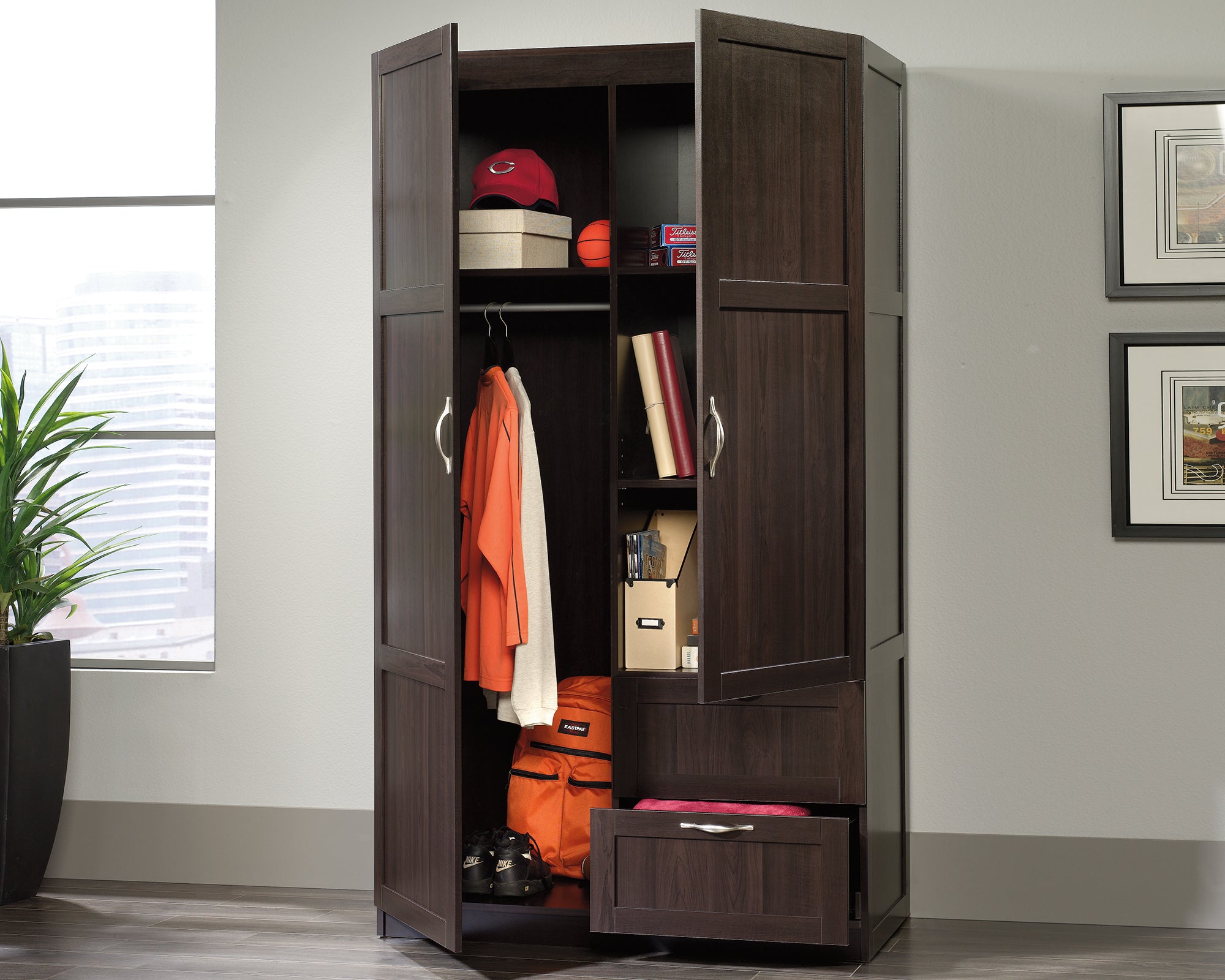 Sauder Select Wardrobe/Storage Cabinet Cinnamon Cherry