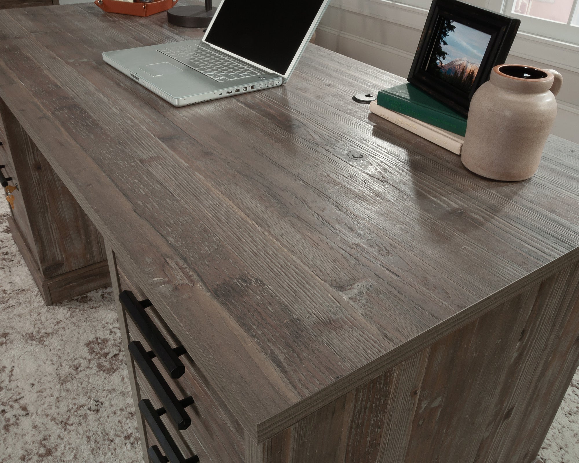 Aspen Post  Double Ped Executive Desk in Pebble Pine