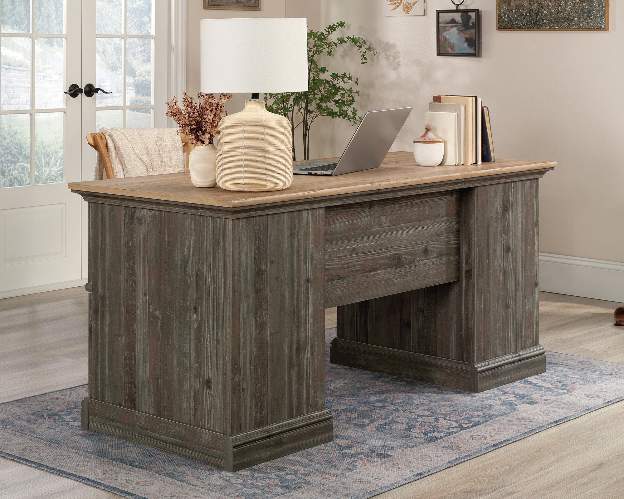 Sonnet Springs  Executive Pedestal Desk in Pebble Pine