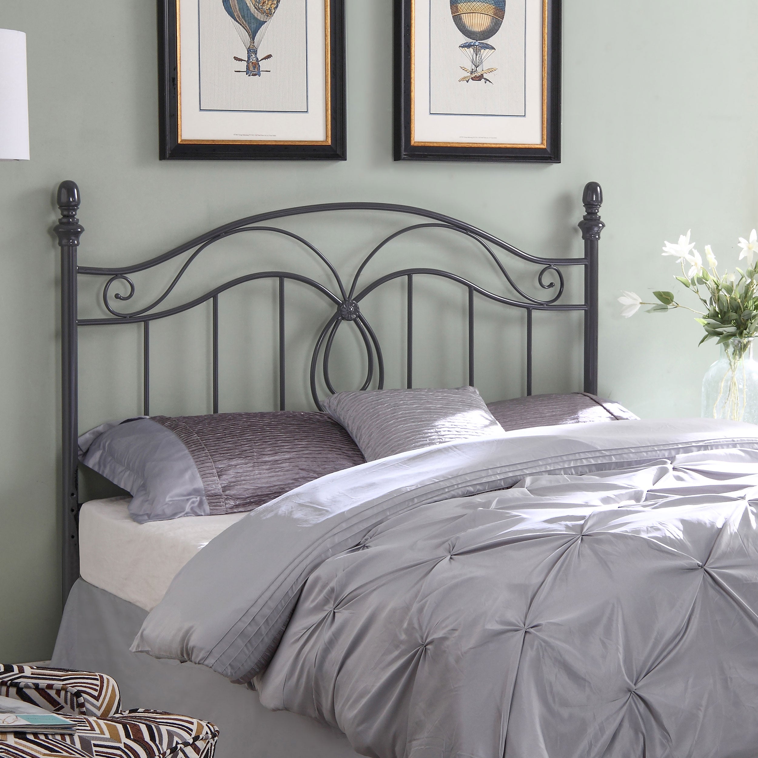 Coaster Evan / Full Scroll Metal Headboard Dark Grey Default Title