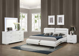 Coaster Jeremaine Bedroom Set with LED Mirror Glossy White Queen Set of 4