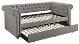 Coaster Kepner Tufted Upholstered Daybed Grey with Trundle Default Title