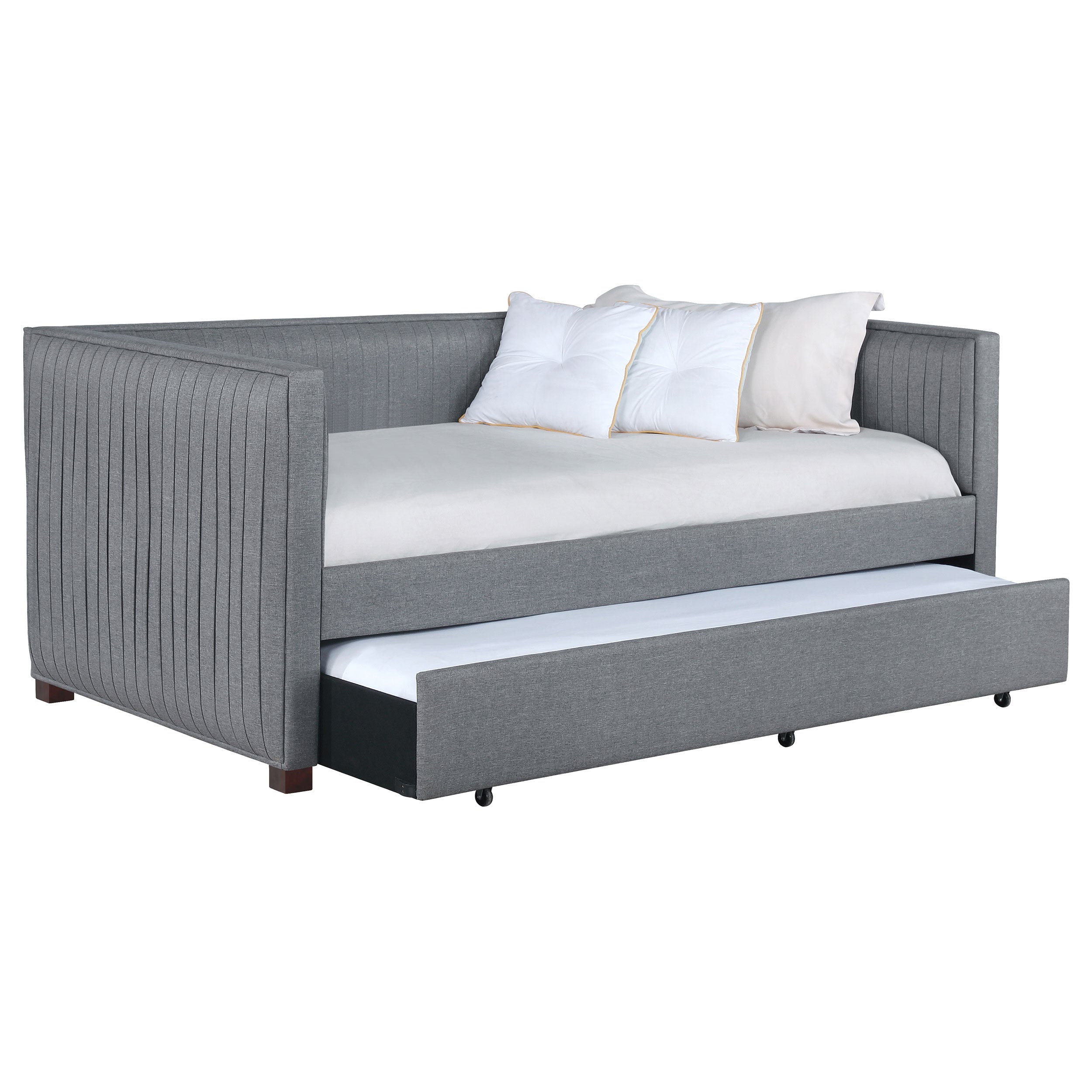 Coaster Brodie Upholstered Twin Daybed with Trundle Grey Default Title