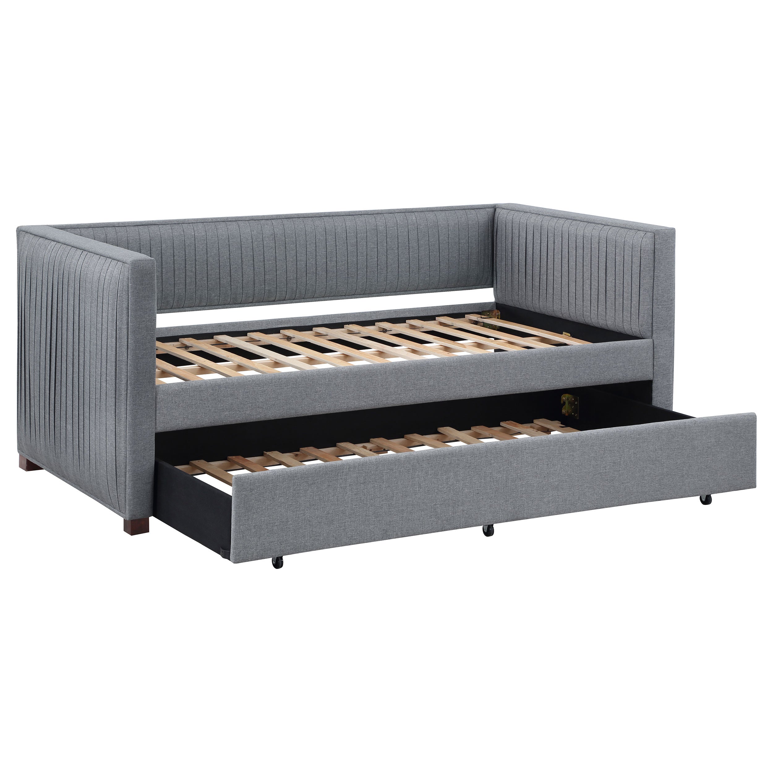 Coaster Brodie Upholstered Twin Daybed with Trundle Grey Default Title