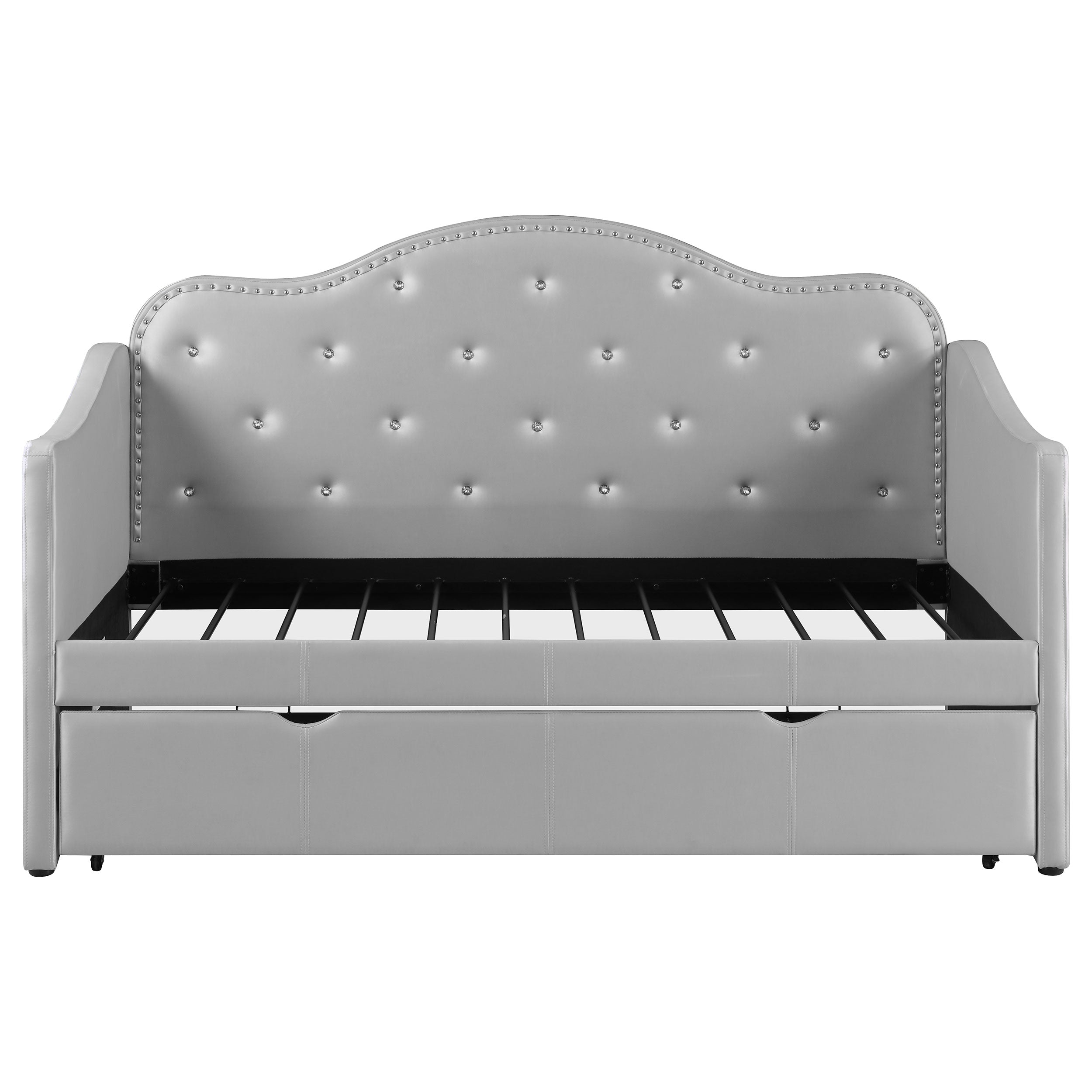 Coaster Elmore Upholstered Twin Daybed with Trundle Pearlescent Grey Default Title