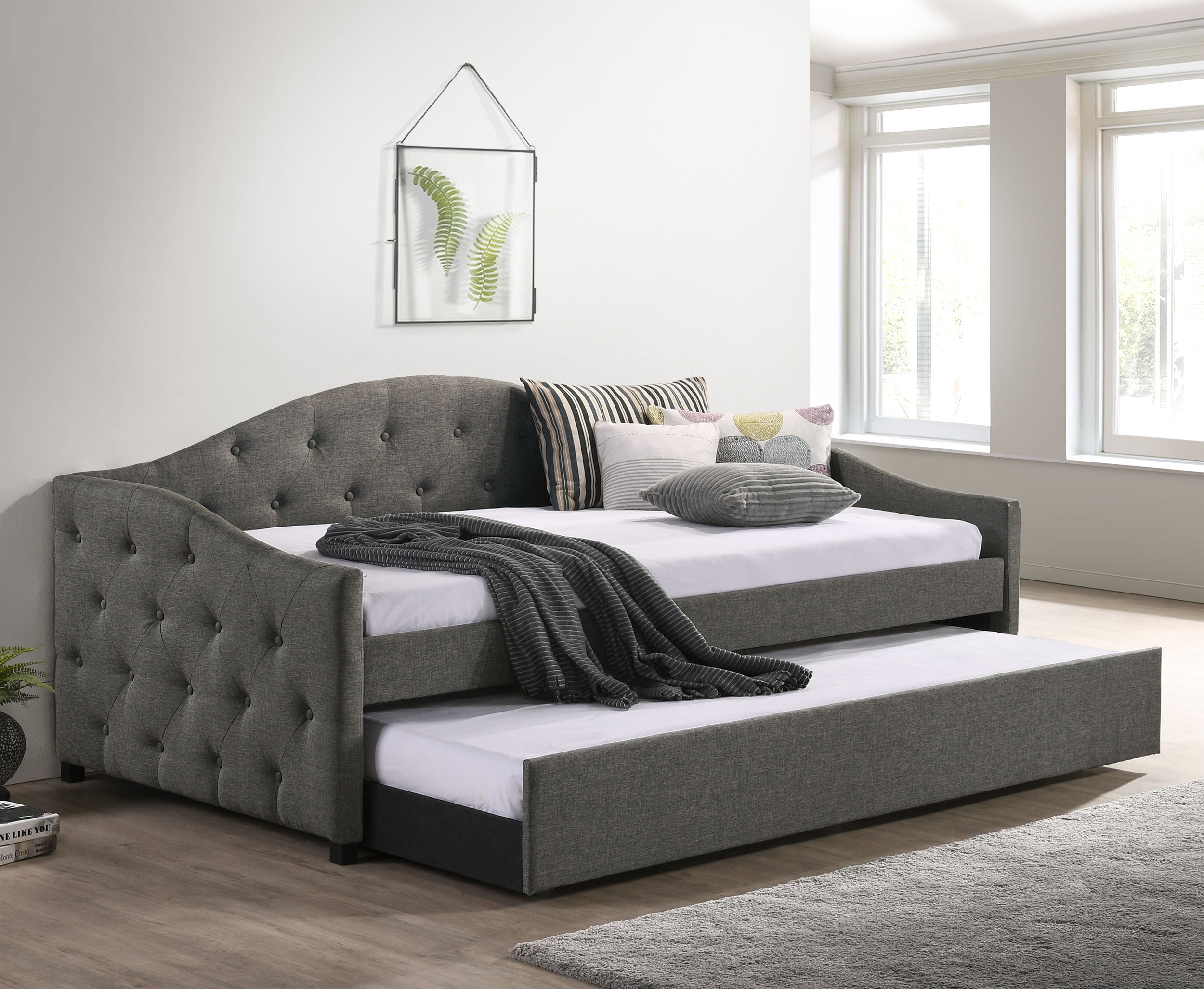 Coaster Sadie Upholstered Twin Daybed with Trundle Beige