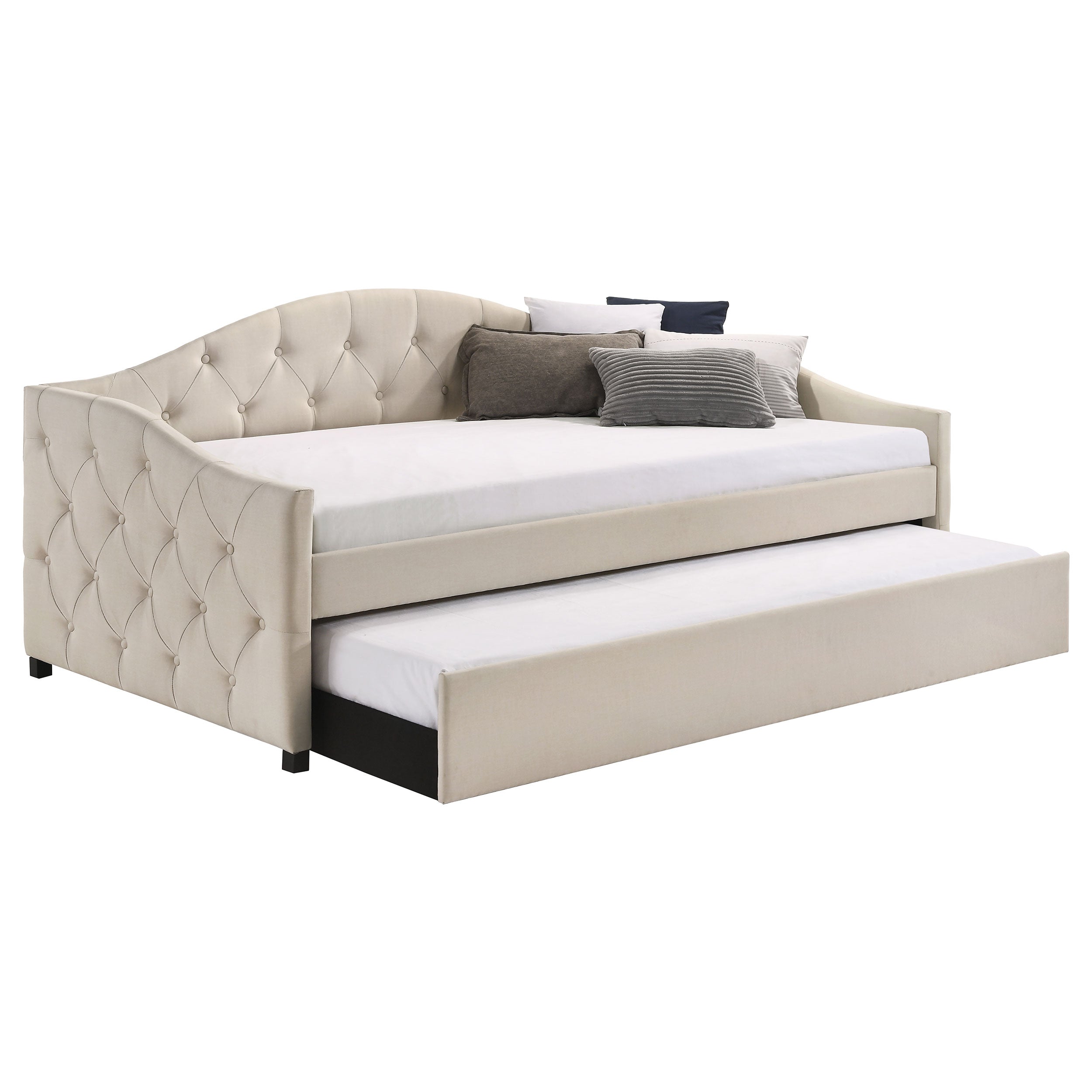 Coaster Sadie Upholstered Twin Daybed with Trundle Beige