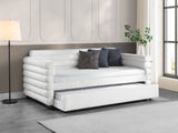 Patricia Boucle Upholstered Twin Day Bed with Trundle White