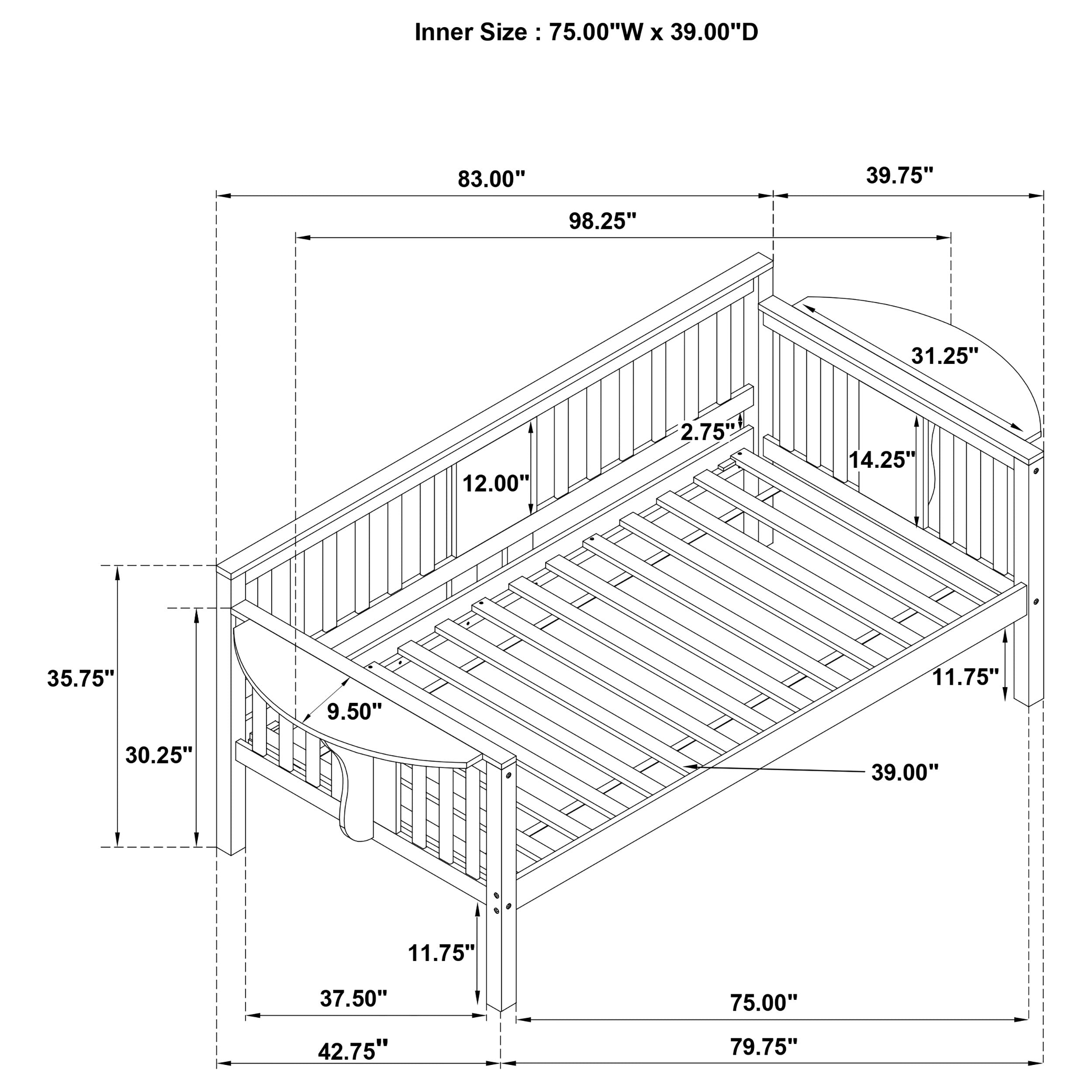 Coaster Bethany Wood Twin Daybed with Drop-down Tables White Grey