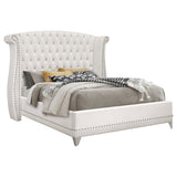 Coaster Barzini Wingback Tufted Bed White Queen