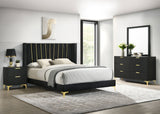 Coaster Kendall Upholstered Tufted Bedroom Set Black Eastern King Set of 4