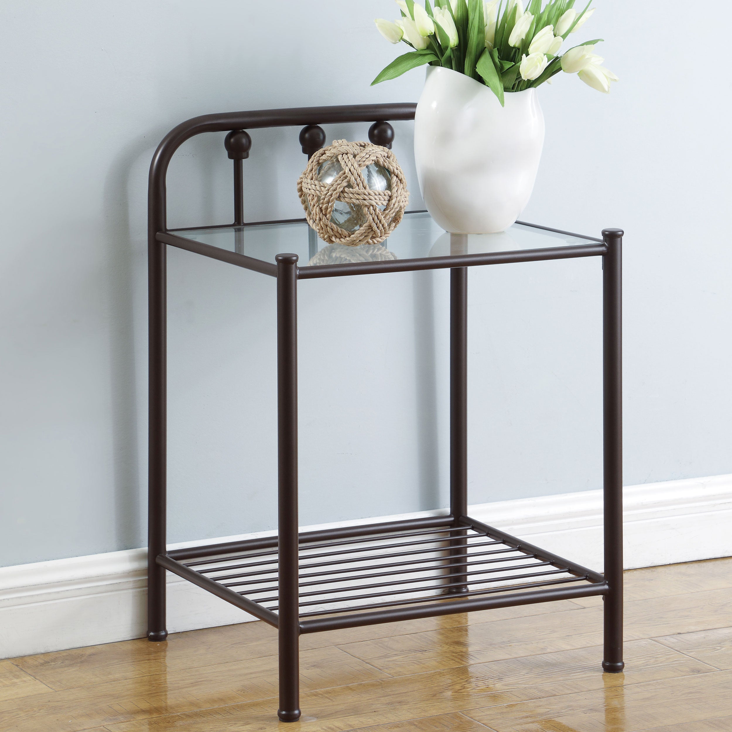 Coaster Livingston 1-shelf Nightstand with Glass Top Dark Bronze Default Title