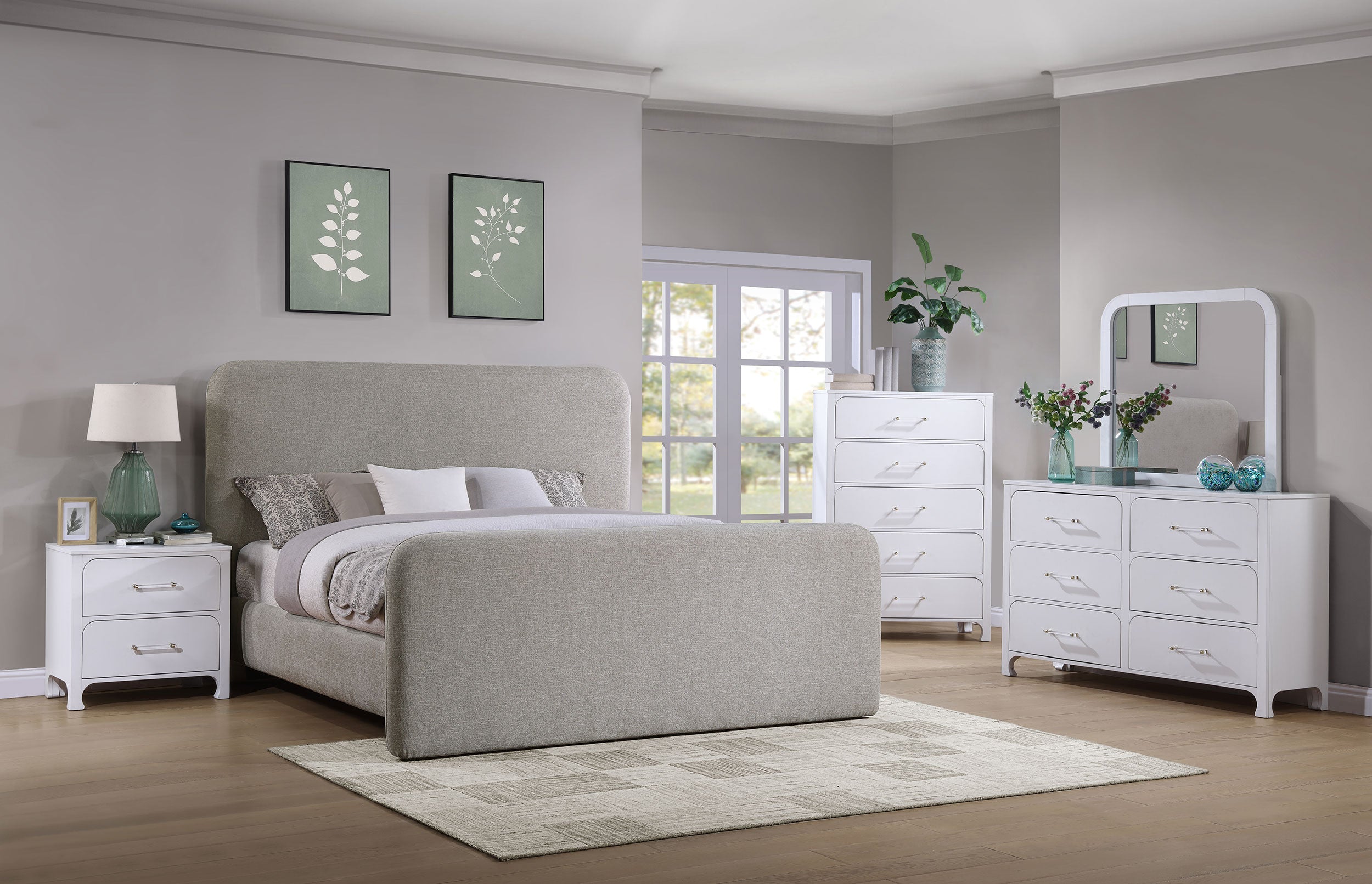 Coaster Wren Upholstered Platform Bed Grey King