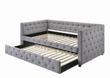 Coaster Mockern Tufted Upholstered Daybed with Trundle Grey Default Title