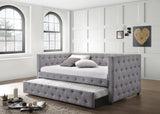 Coaster Mockern Tufted Upholstered Daybed with Trundle Grey Default Title