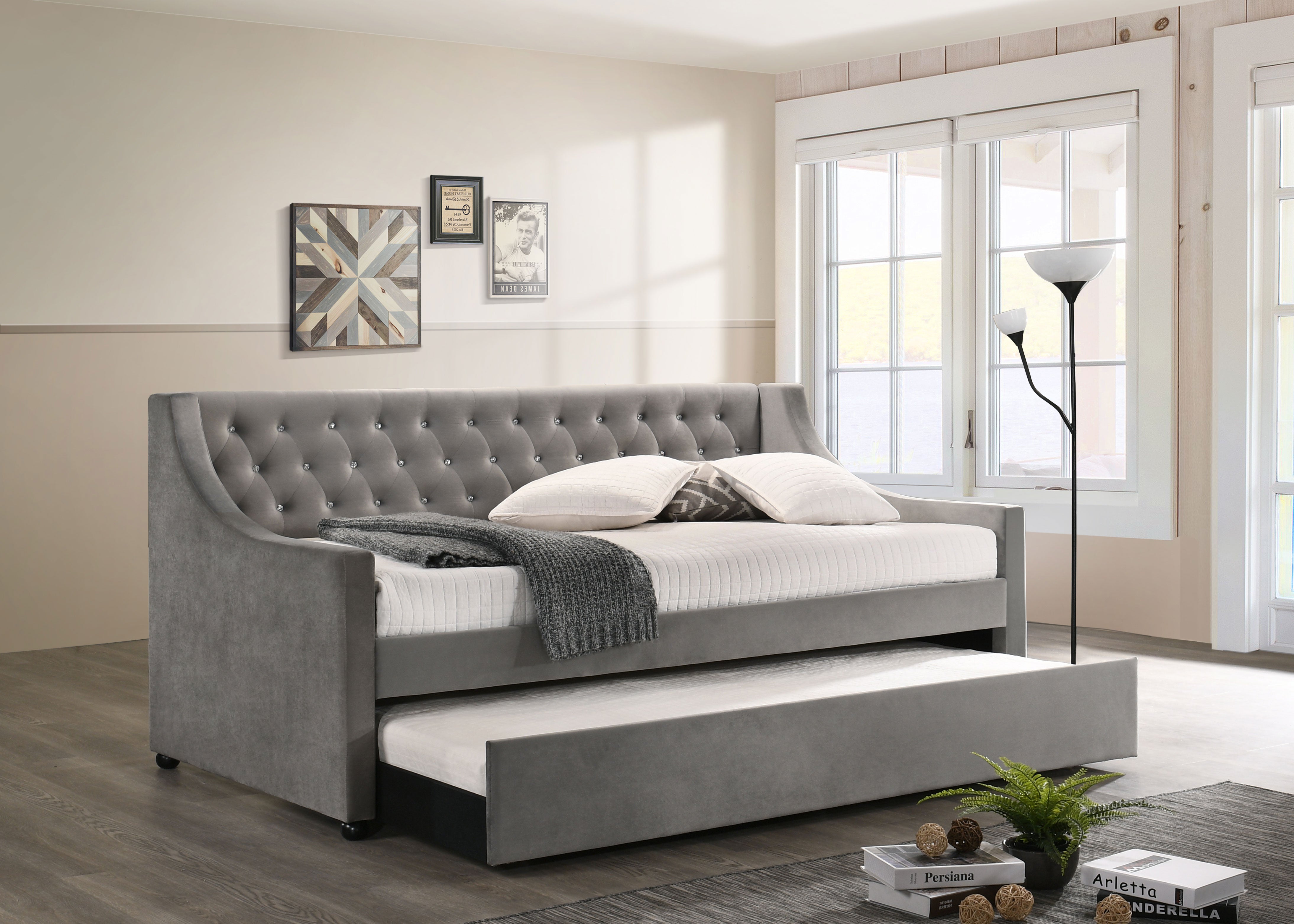 Coaster Chatsboro Twin Upholstered Daybed with Trundle Grey Default Title