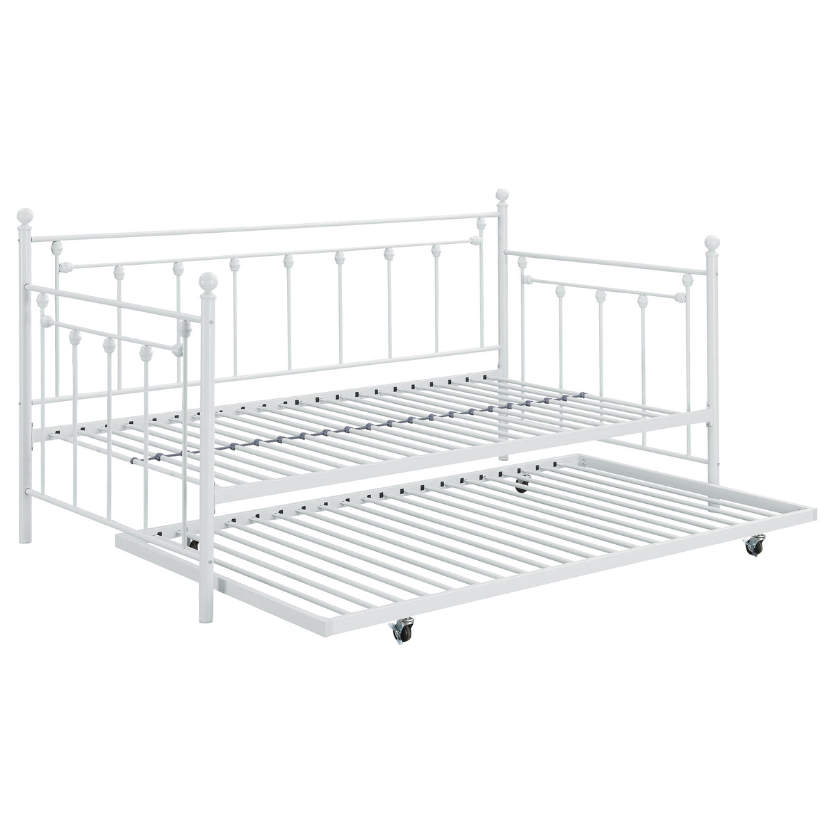 Coaster Nocus Spindle Metal Twin Daybed with Trundle White