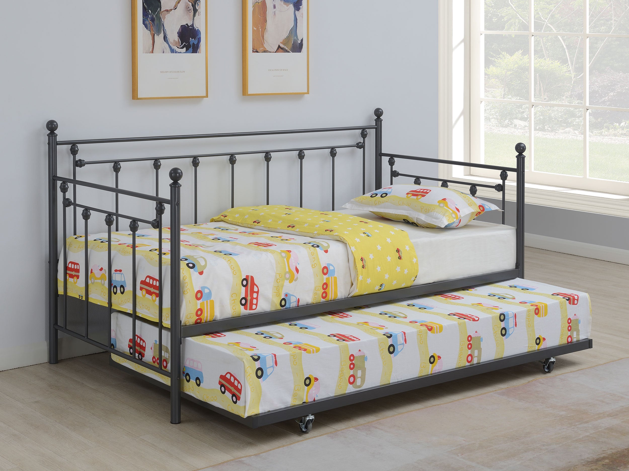 Coaster Nocus Spindle Metal Twin Daybed with Trundle Black