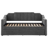 Coaster Kingston Upholstered Twin Daybed with Trundle Charcoal Default Title