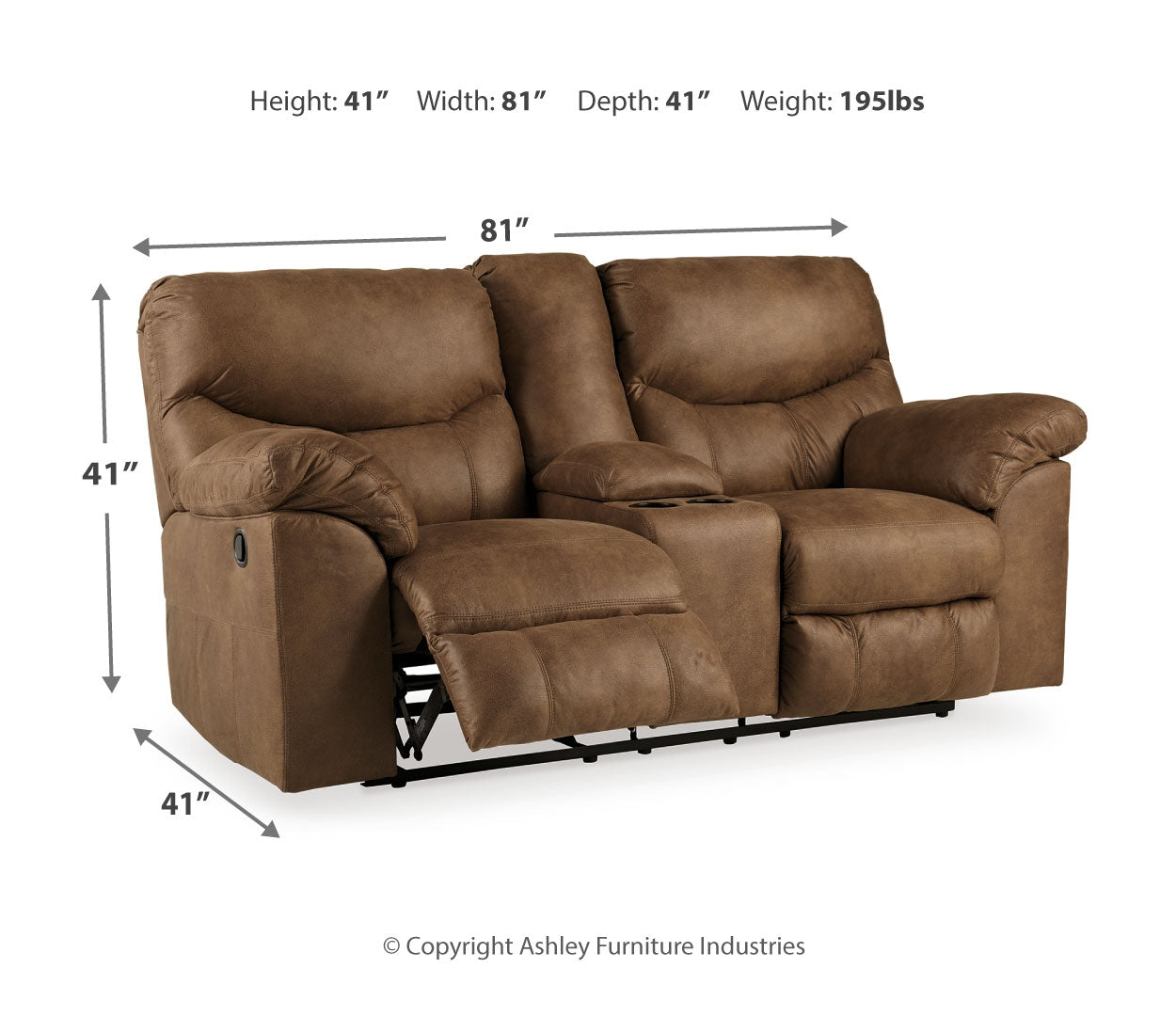 Boxberg DBL Rec Loveseat w/Console