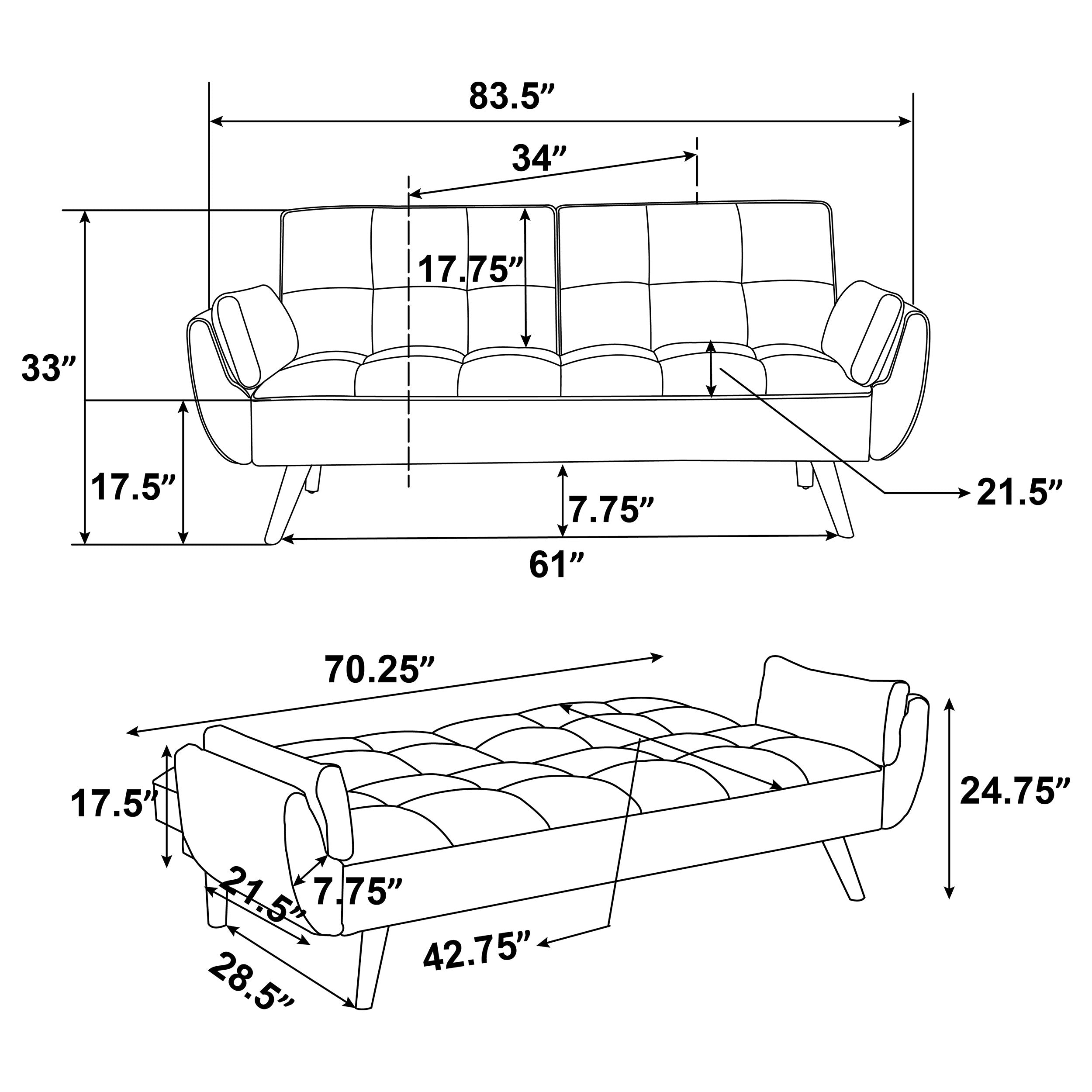 Coaster Caufield Biscuit-tufted Sofa Bed Turquoise Blue Default Title