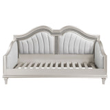 Coaster Evangeline Upholstered Twin Daybed with Faux Diamond Trim Silver and Ivory Default Title