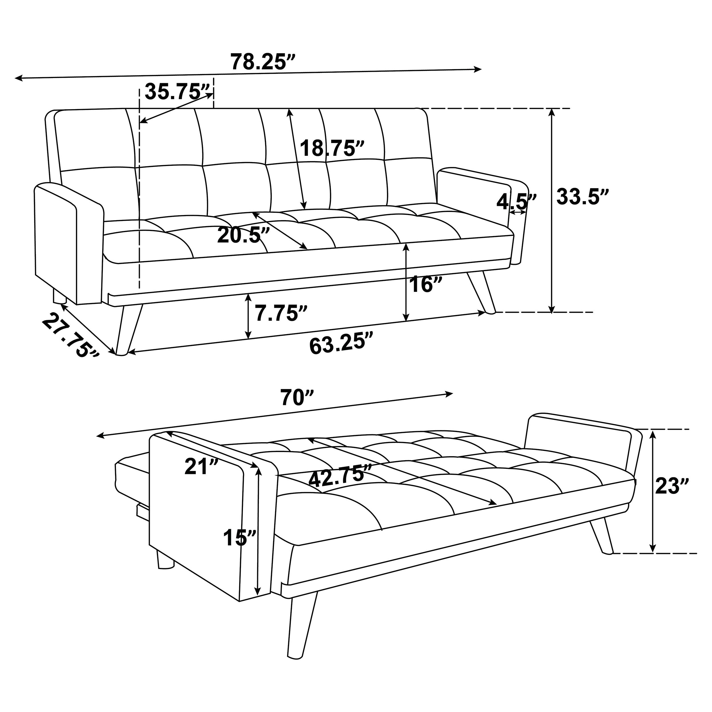 Coaster Kourtney Upholstered Track Arms Covertible Sofa Bed Terracotta Default Title