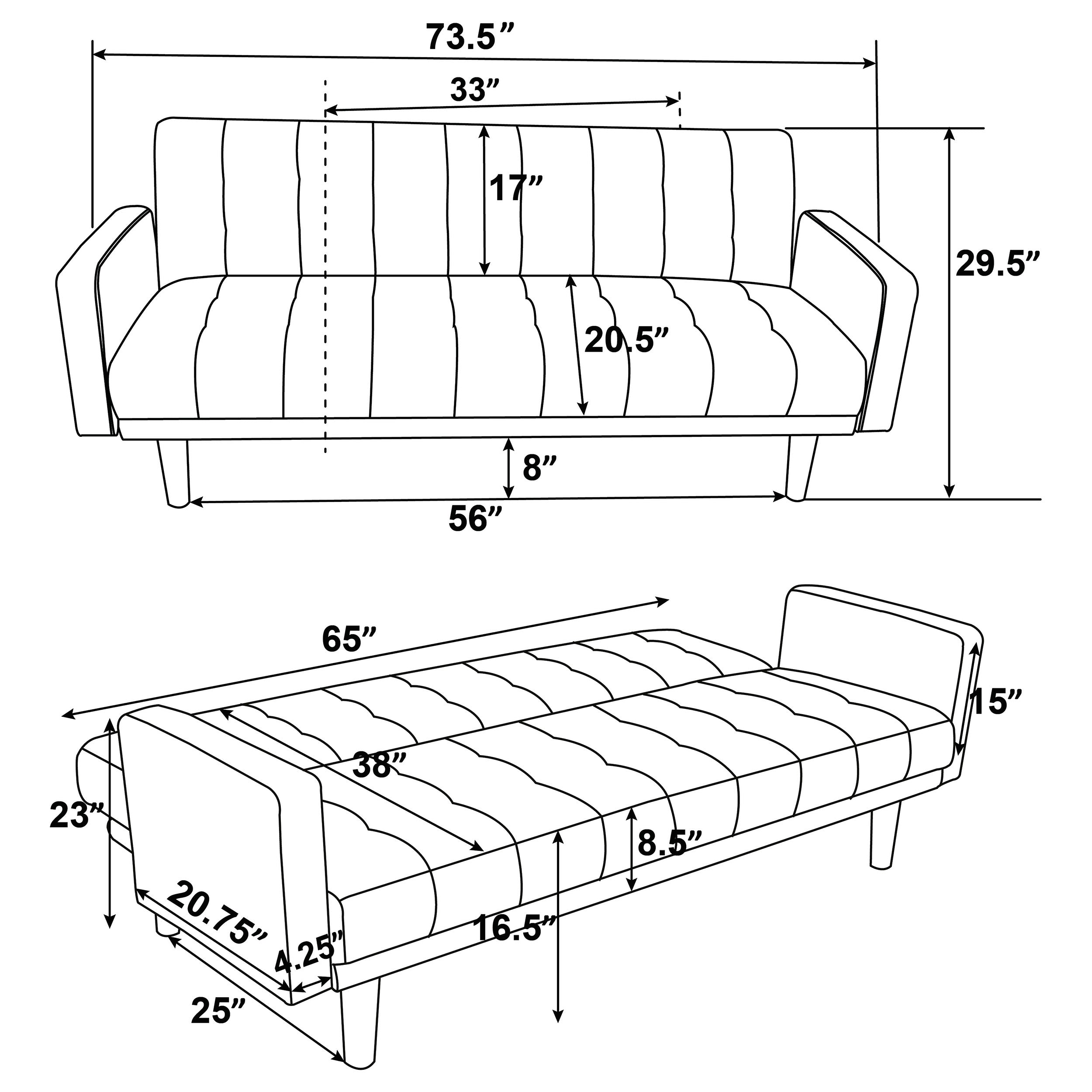 Coaster Sommer Tufted Sofa Bed Grey Default Title