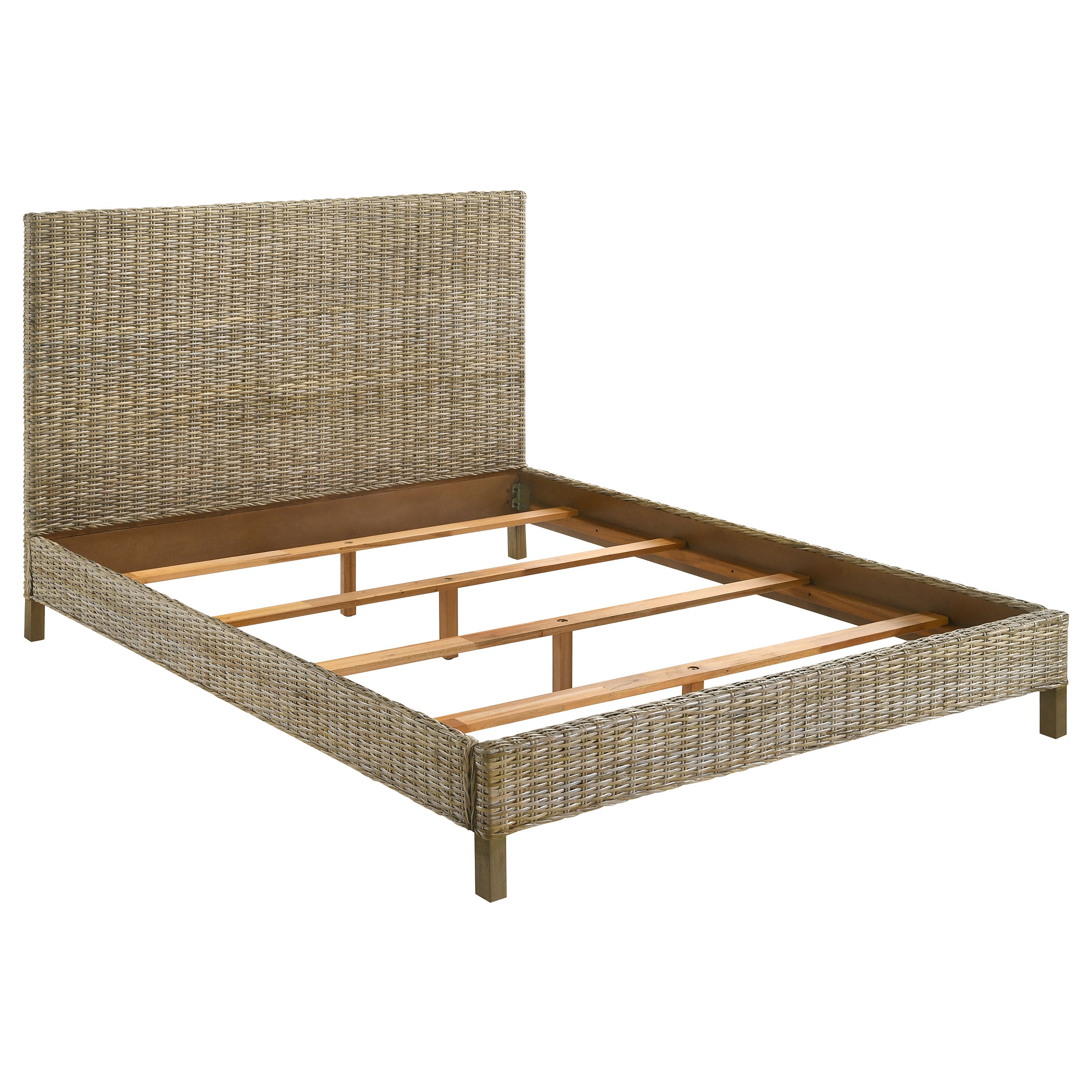 Coaster Zyla Woven Rattan Panel Bed Kubu Grey Cal King