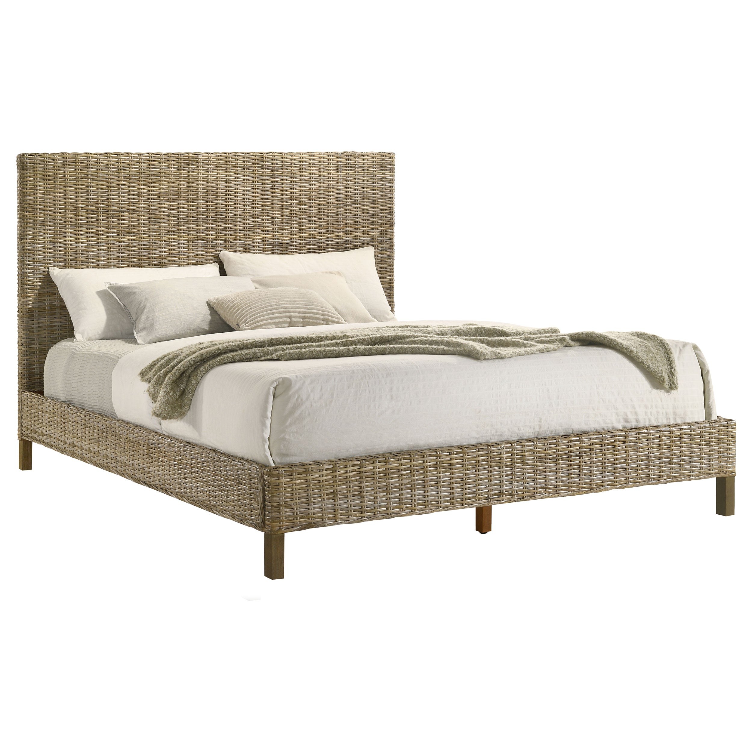 Coaster Zyla Woven Rattan Panel Bed Kubu Grey Eastern King