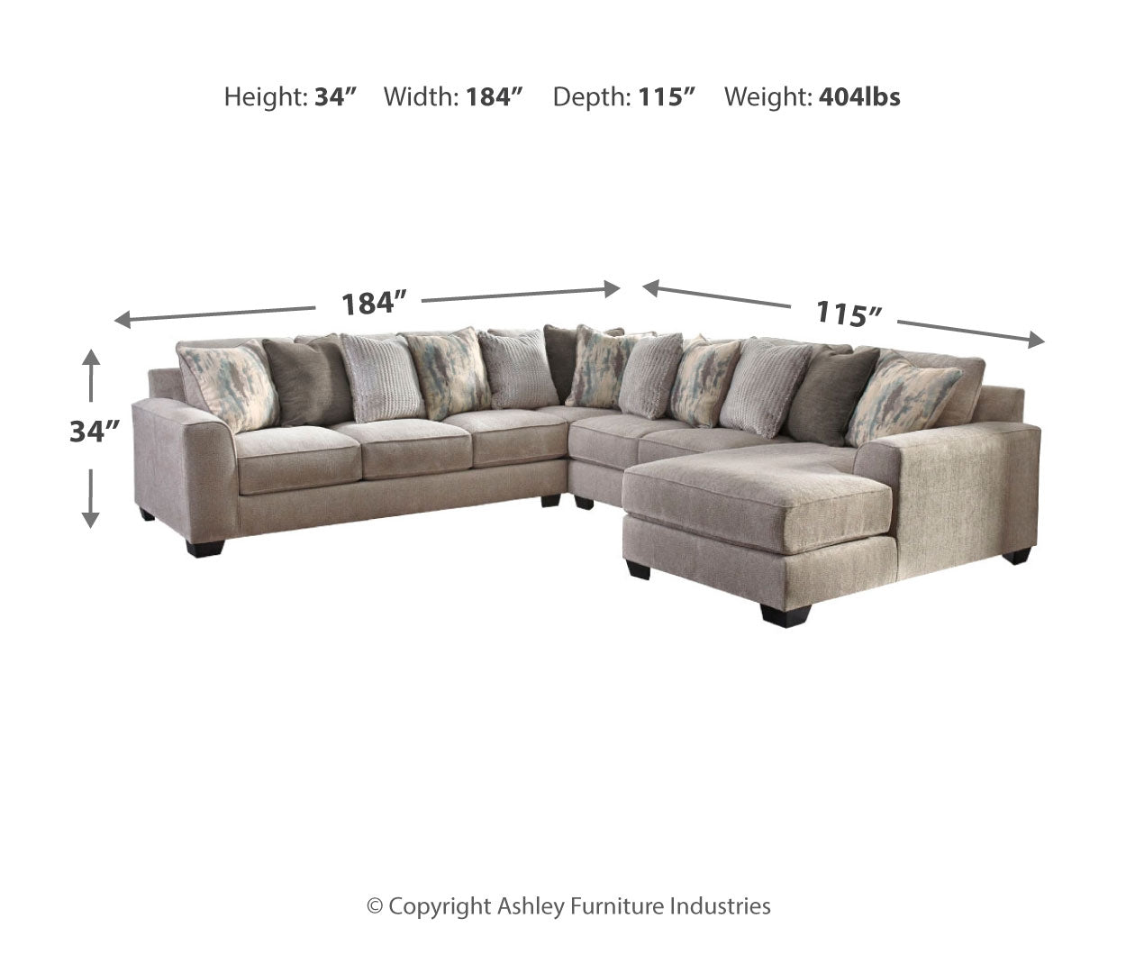 Ardsley 3-Piece Sectional with Ottoman