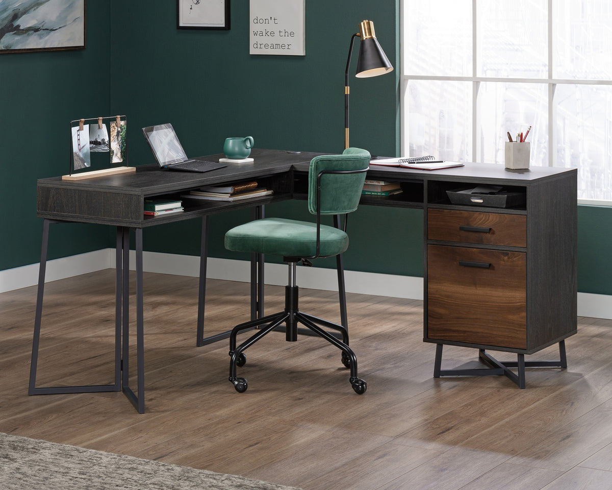 Canton Lane  L-Shaped Computer Desk in Brew Oak