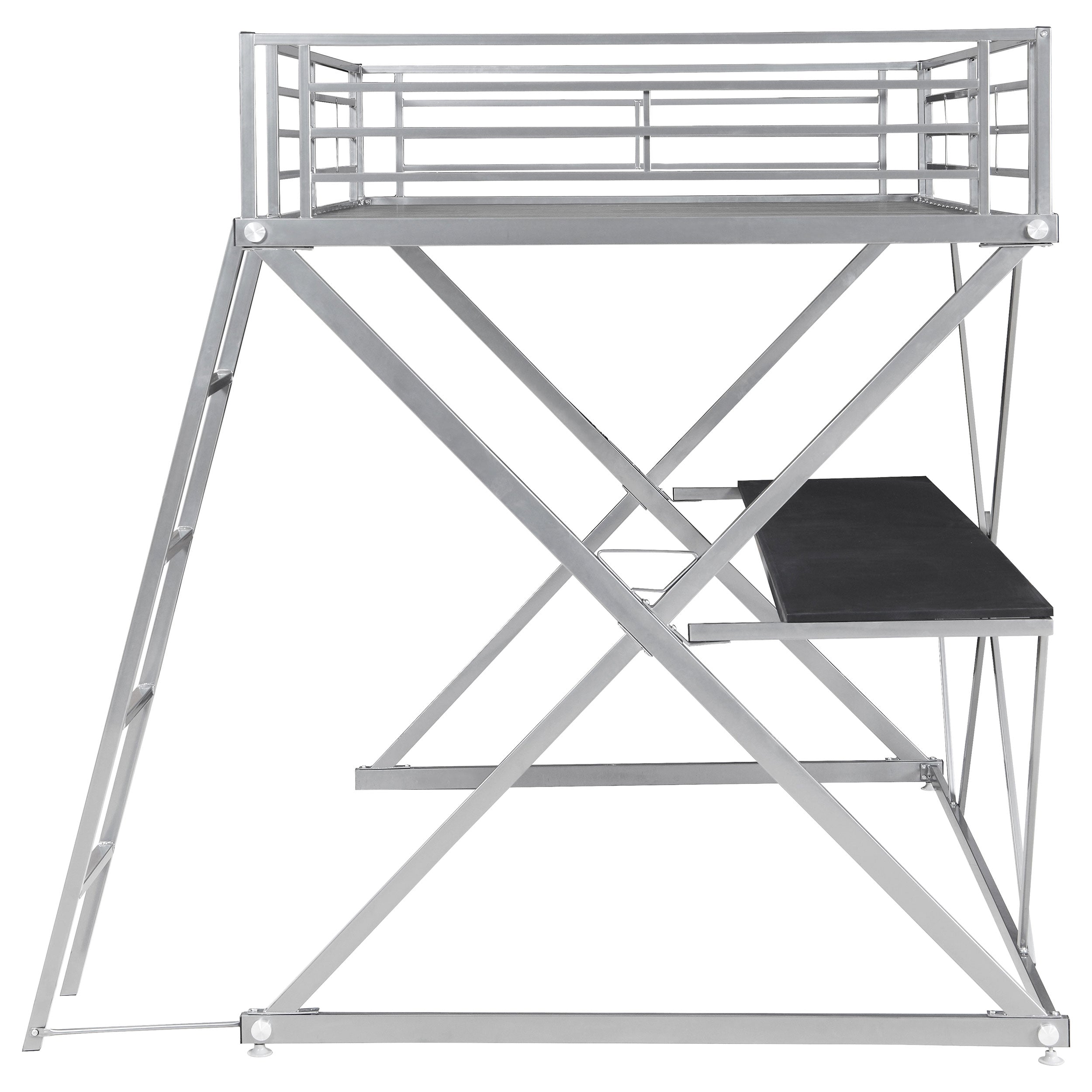 Coaster Hyde Full Workstation Loft Bed Silver Default Title