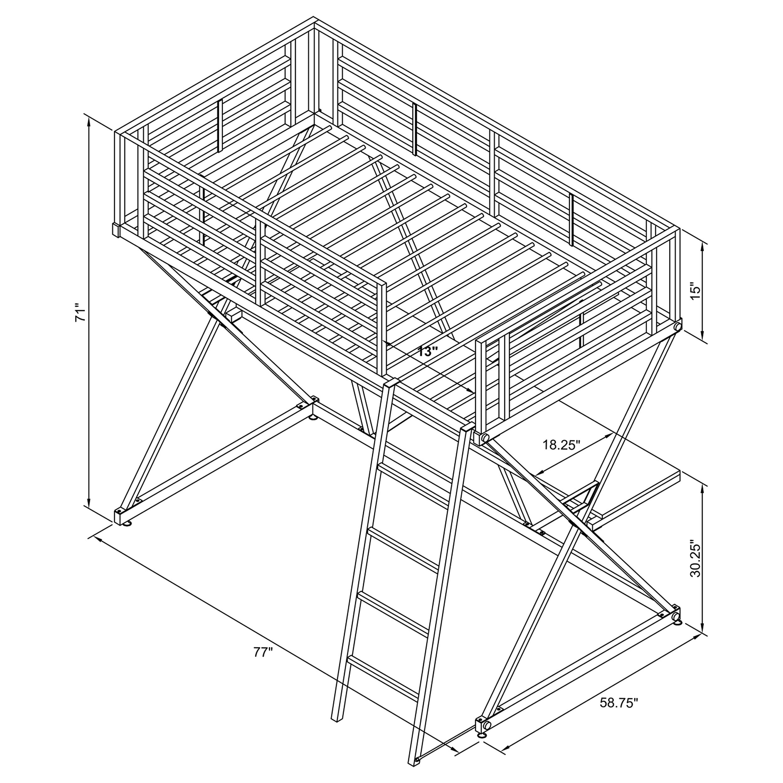 Coaster Hyde Full Workstation Loft Bed Silver Default Title