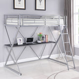 Coaster Hyde Twin Workstation Loft Bed Silver Default Title