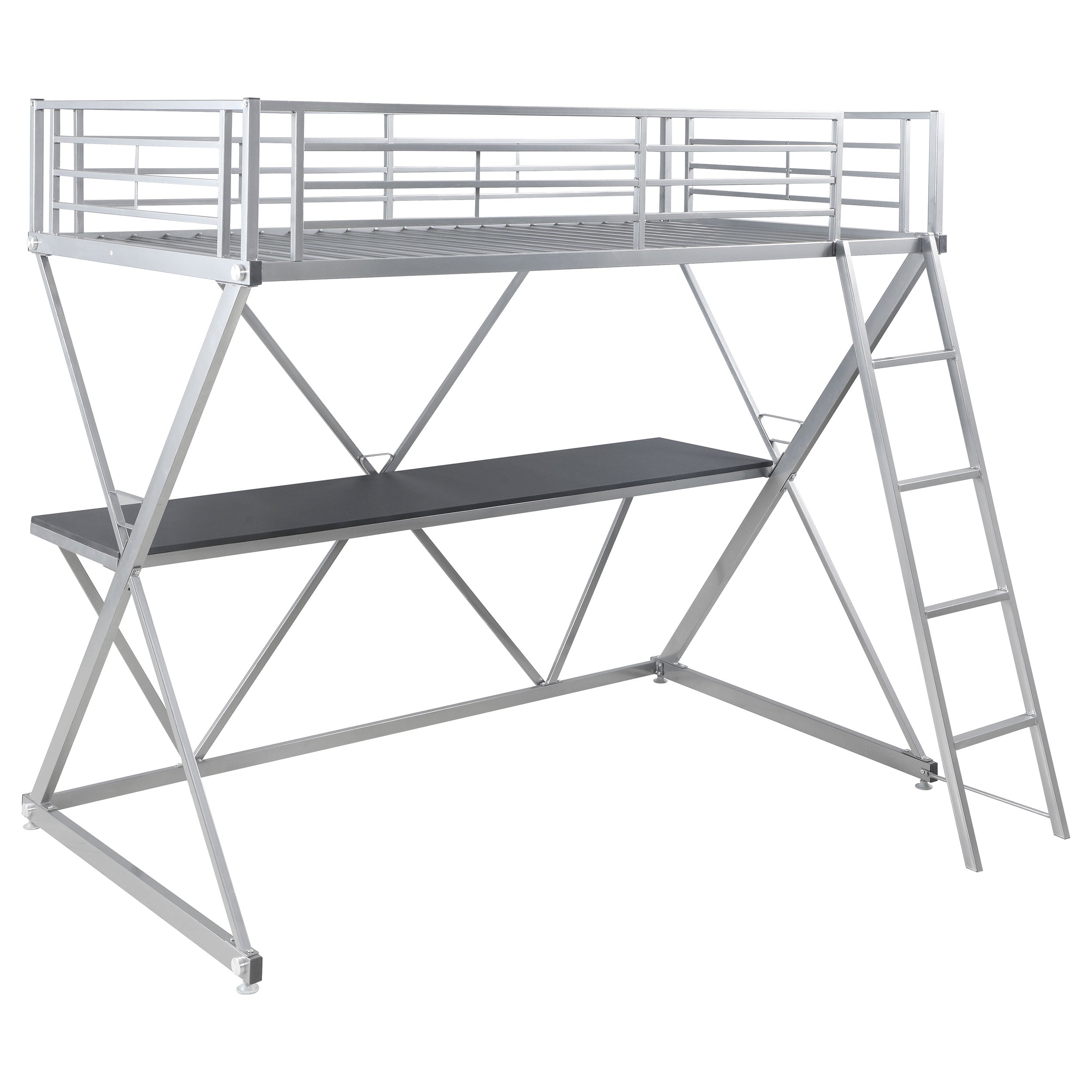 Coaster Hyde Twin Workstation Loft Bed Silver Default Title