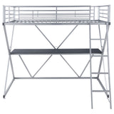 Coaster Hyde Twin Workstation Loft Bed Silver Default Title