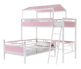 Coaster Alexia Twin over Twin Workstation Bunk Bed Pink and White Default Title