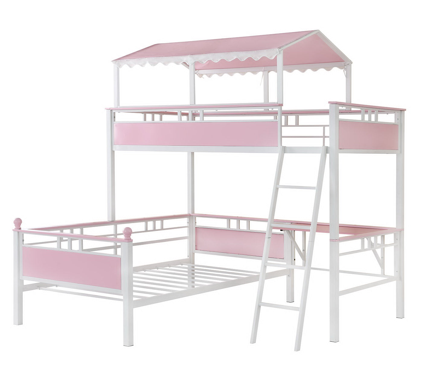 Coaster Alexia Twin over Twin Workstation Bunk Bed Pink and White Default Title