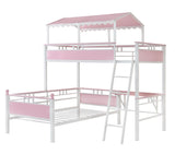 Coaster Alexia Twin over Twin Workstation Bunk Bed Pink and White Default Title