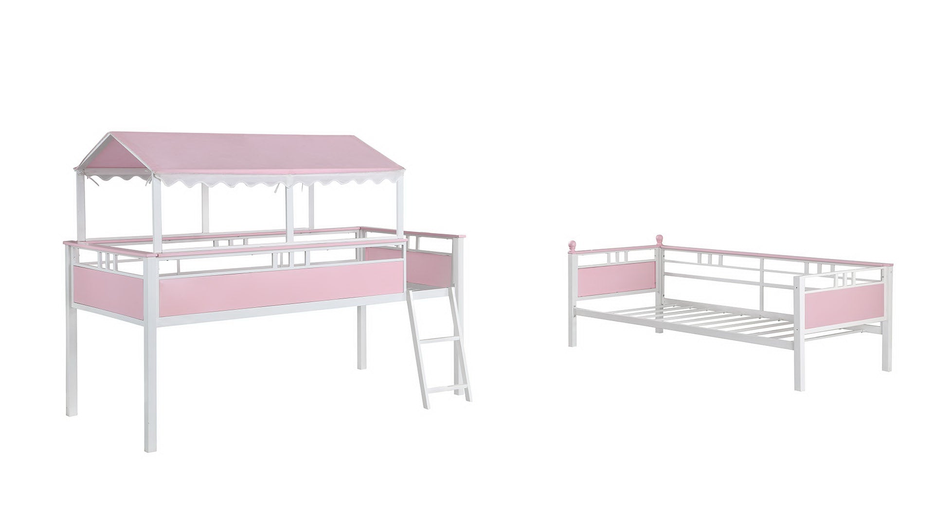 Coaster Alexia Twin over Twin Workstation Bunk Bed Pink and White Default Title