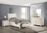 Coaster Selena Storage Bedroom Set with Sleigh Headboard Buttermilk Twin Set of 4