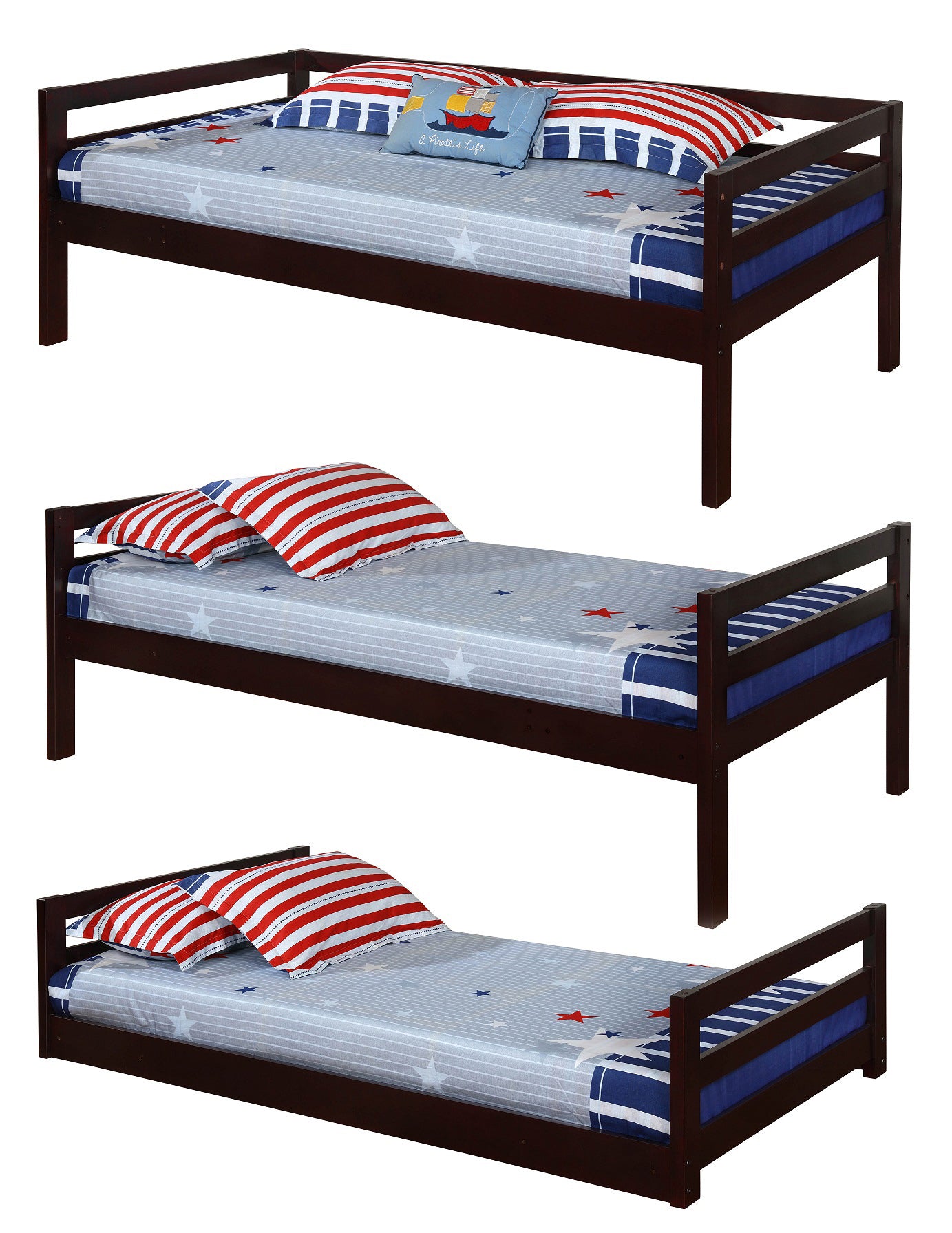 Coaster Sandler Twin Triple Bunk Bed Cappuccino Default Title