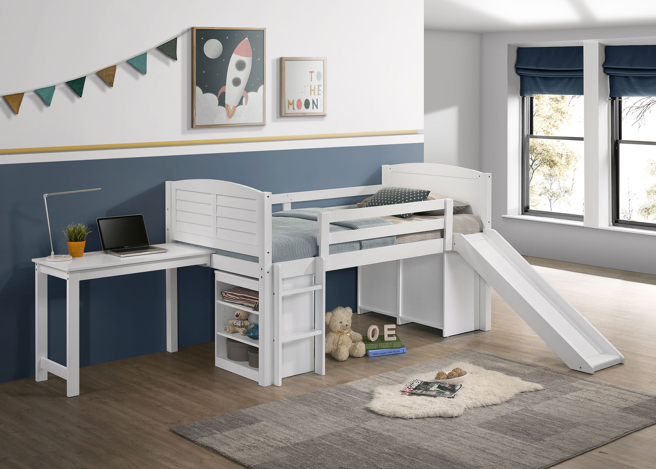 Coaster Millie Twin Workstation Loft Bed White Default Title