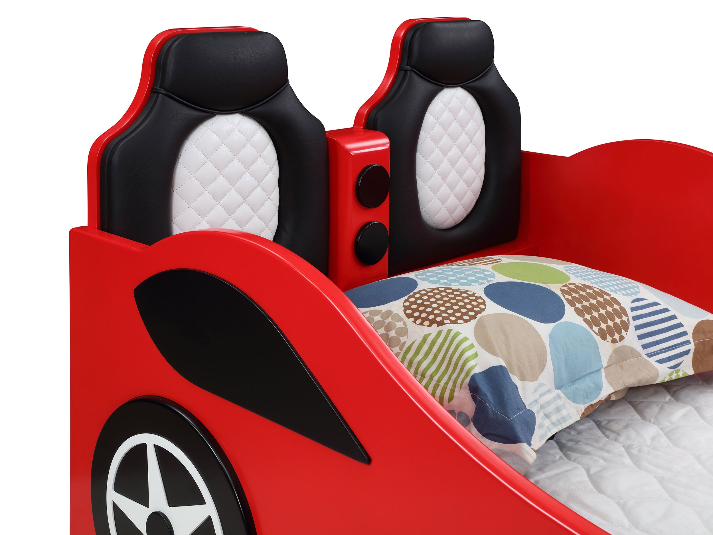 Coaster Cruiser Car Themed Twin Bed with Underglow Lights White Red