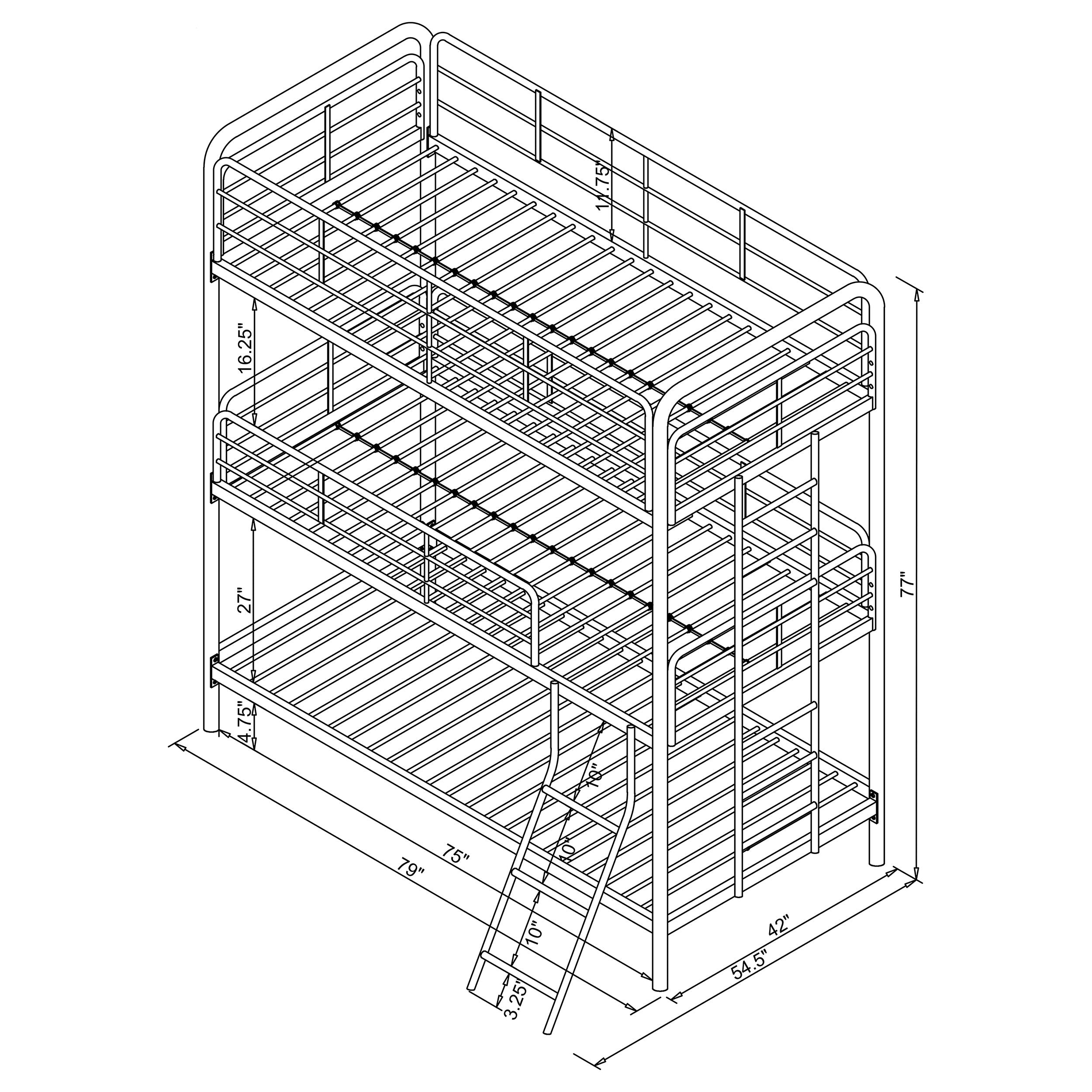 Coaster Garner Triple Twin Bunk Bed with Ladder Gunmetal Default Title