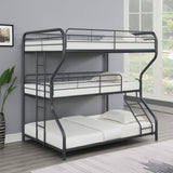 Coaster Garner Triple Full Over Twin Over Full Bunk Bed with Ladder Gunmetal Default Title