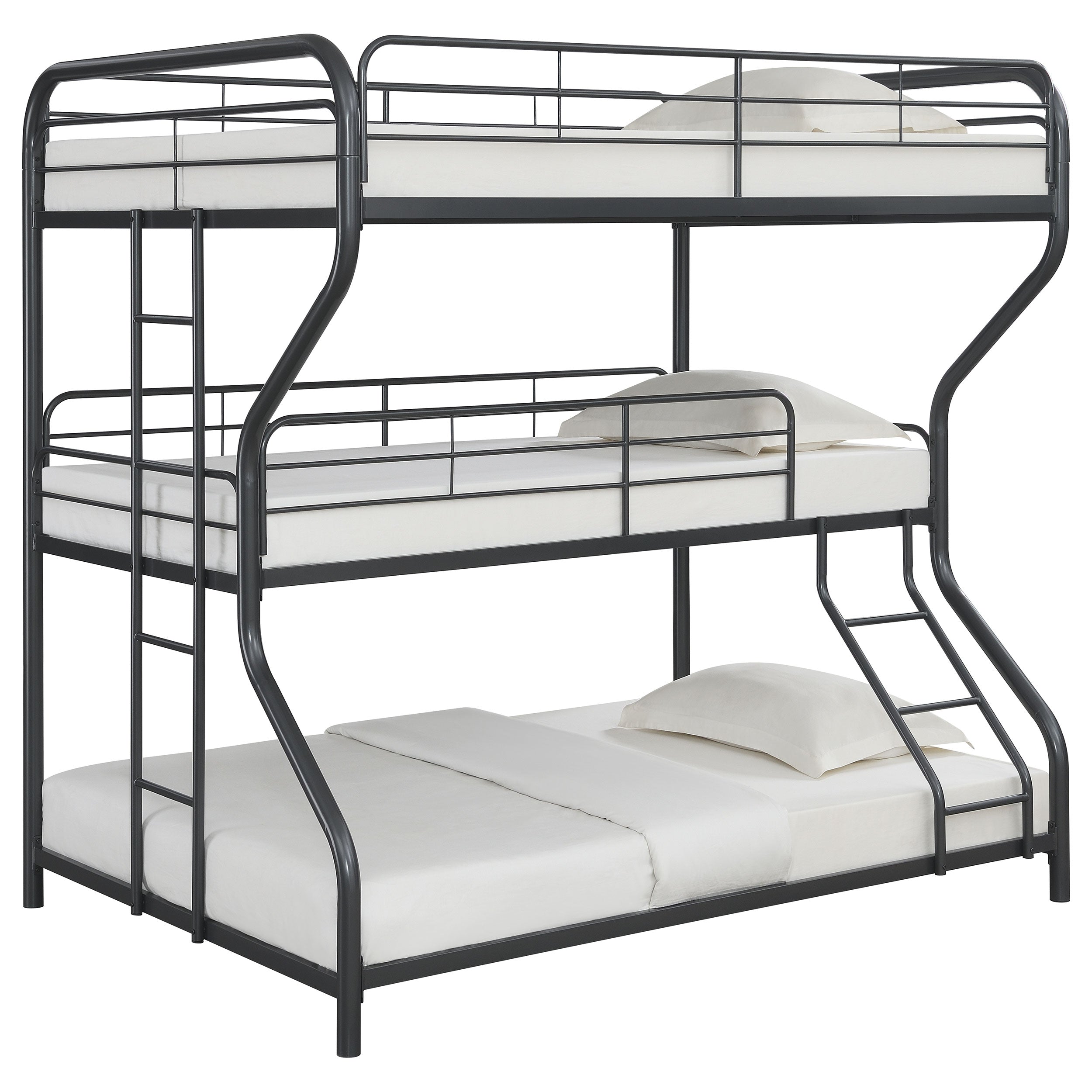 Coaster Garner Triple Full Over Twin Over Full Bunk Bed with Ladder Gunmetal Default Title