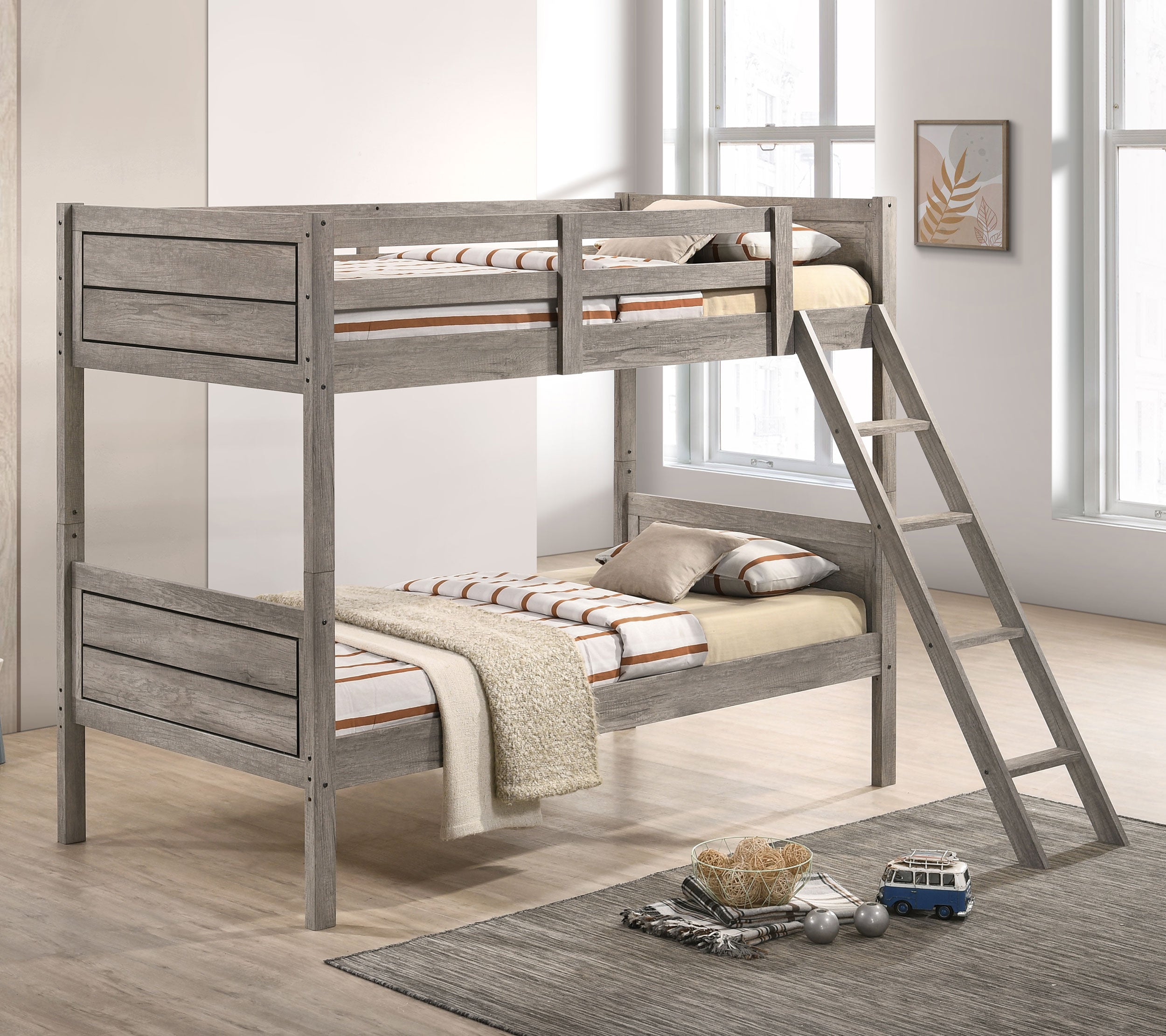 Coaster Ryder Twin Over Twin Bunk Bed Weathered Taupe Default Title