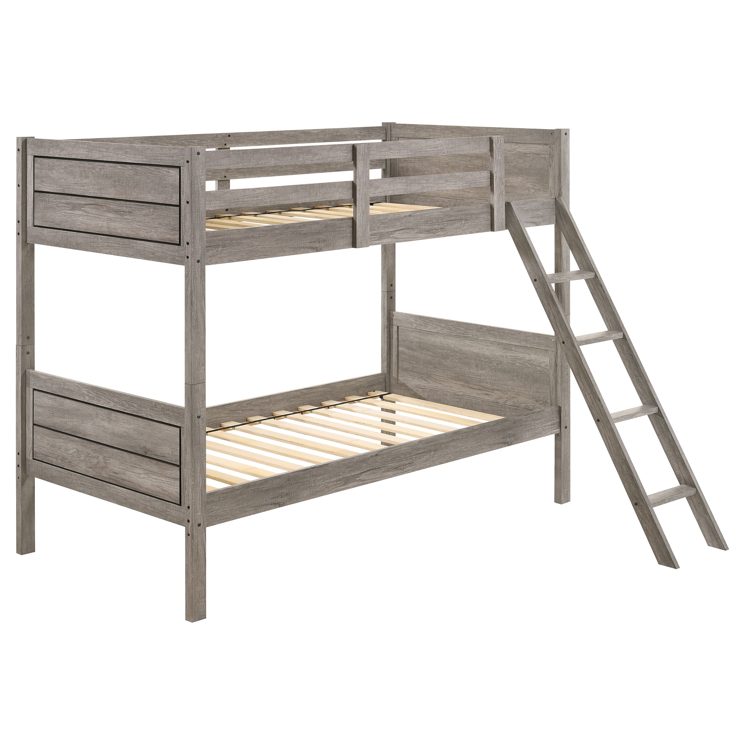 Coaster Ryder Twin Over Twin Bunk Bed Weathered Taupe Default Title